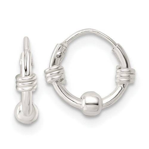 11.1mm Sterling Silver Polished Beaded Circle Endless Hoop Earrings QE15832