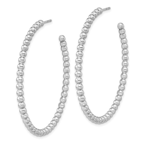 52.25mm Sterling Silver Rhodium-plated Polished Beaded Hoop Post Earrings QE15968