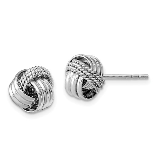 Sterling Silver Rhodium-plated Polished Twisted Knot Post Earrings QE11783
