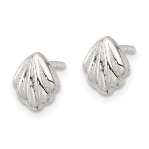 7mm Sterling Silver Polished Shell Post Earrings