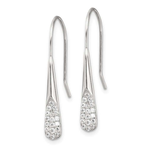 Image of Sterling Silver Polished CZ Drop Dangle Earrings