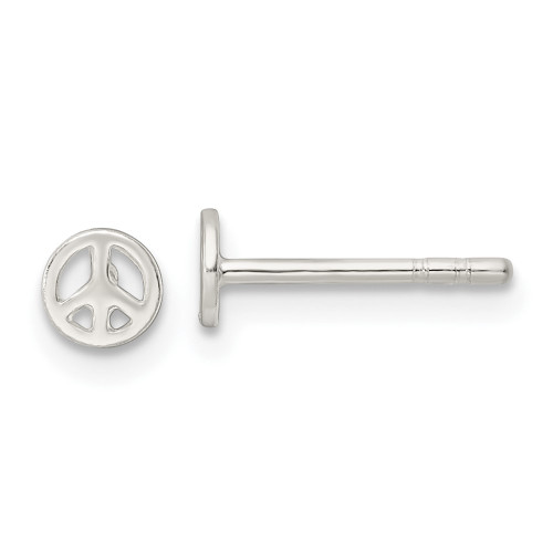 Sterling Silver Polished Peace Sign Post Earrings