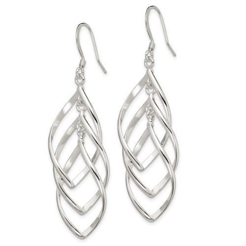 Image of 63mm Sterling Silver Polished & Twisted Dangle Earrings