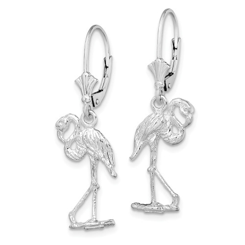 34.62mm Sterling Silver Polished Flamingo Leverback Earrings