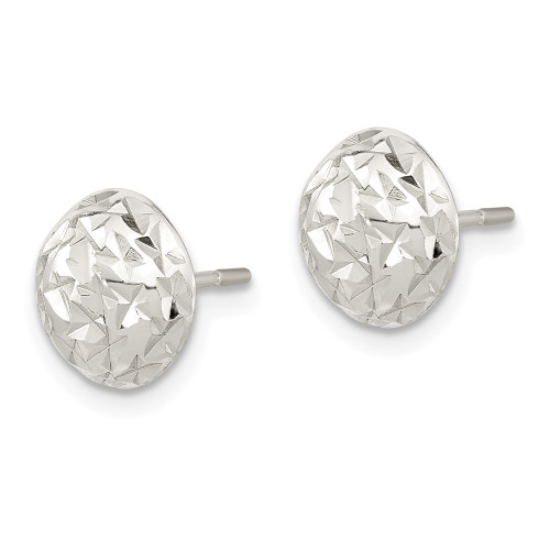 9.6mm Sterling Silver Polished Diamond-cut Textured Post Earrings