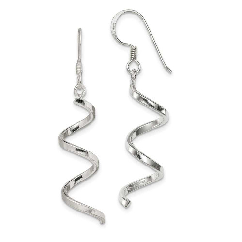 Image of 45mm Sterling Silver Polished Fancy Twisted Spiral Dangle Earrings