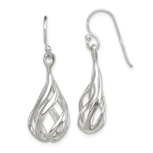 Image of 35mm Sterling Silver Polished Fancy Twisted Teardrop Dangle Earrings