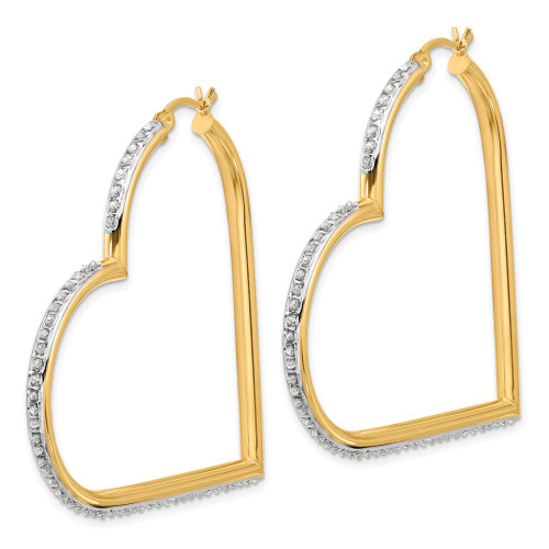Sterling Silver Gold-plated Diamond Mystique Heart Hoop Earrings