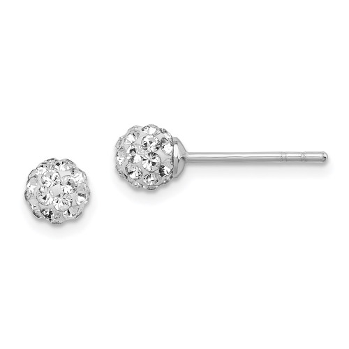 5mm Sterling Silver Rhodium-plated Stellux Crystal Ball Post Earrings