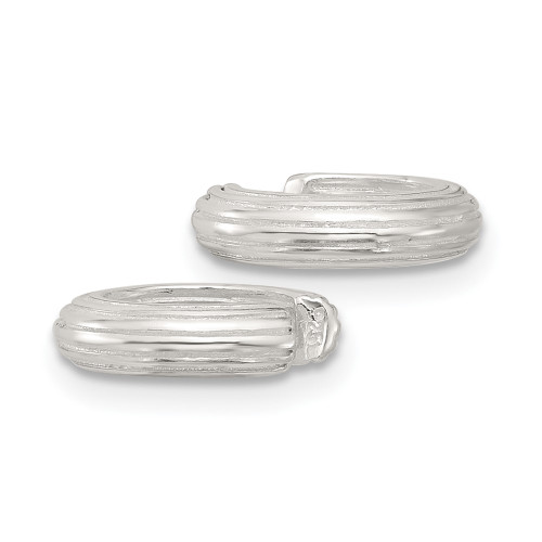 11.8mm Sterling Silver E-Coating Polished & Striped Pair of 2 Cuff Earrings