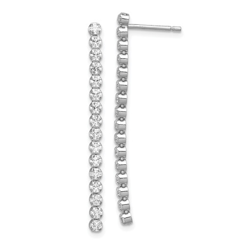40mm Sterling Silver Rhodium-plated Polished Fancy CZ Post Dangle Earrings