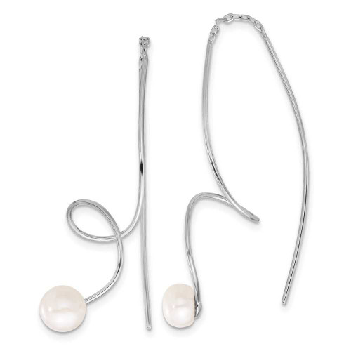 Image of 54mm Sterling Silver Rhodium-plated 6-7mm Freshwater Cultured Pearl Twisted Threader Earrings