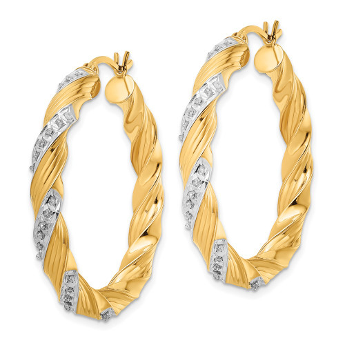 Diamond Fascination Diamond Mystique Sterling Silver Gold-plated Diamond Twisted Hoop Earrings