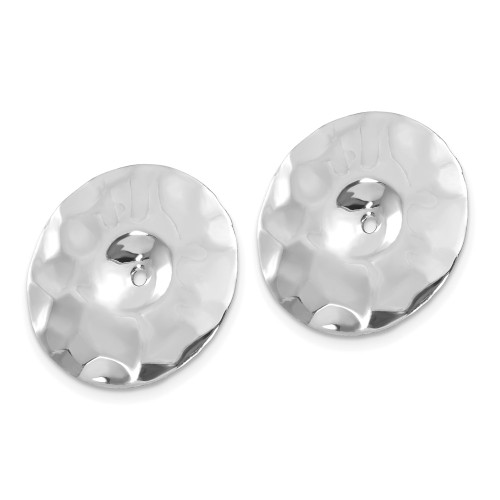 19mm 14k White Gold Polished Hammered Disc Earrings Jackets