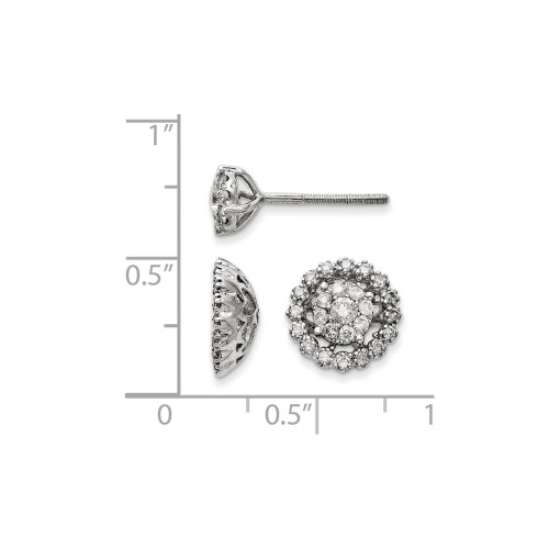 10mm 14K White Gold Medium Flower & Jacket Diamond Post Earrings
