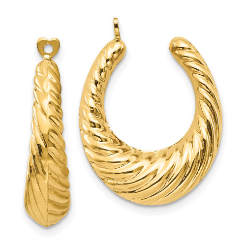 24mm 14K Yellow Gold Polished Twisted Hollow Hoop Earrings Jackets
