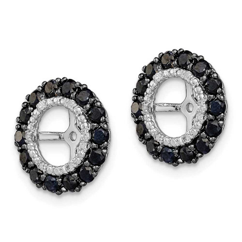 Image of 13mm Sterling Silver Rhodium-plated Diamond & Black Sapphire Earrings Jacket