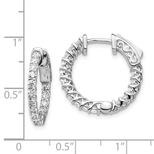 Image of 14mm 14k White Gold Diamond Round Hoop w/Safety Clasp Earrings XE2002WAA