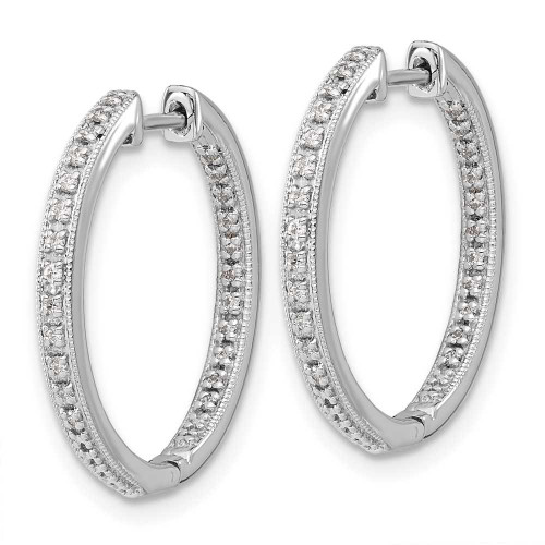 Image of 20mm 14k White Gold Polished Diamond In/Out Hinged Hoop Earrings EM5424-020-WA