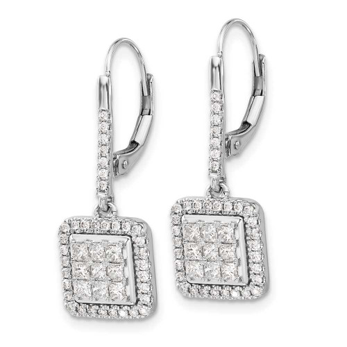 Image of 25mm 14k White Gold Diamond Cluster Leverback Earrings EM4371-100-WA