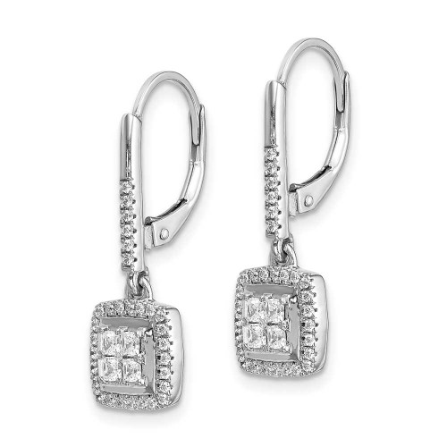 Image of 22mm 14k White Gold Diamond Cluster Leverback Earrings EM4372-050-WA