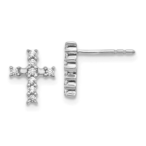 Image of 10mm 14k White Gold Polished Diamond Cross Post Earrings EM5533-020-WA