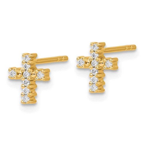 Image of 8mm 14K Yellow Gold Polished Diamond Cross Post Earrings EM5533-010-YA