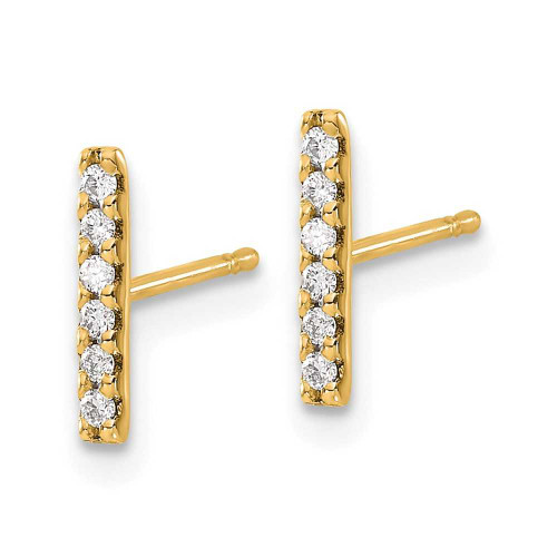 Image of 9.5mm 14K Yellow Gold Diamond Bar Earrings