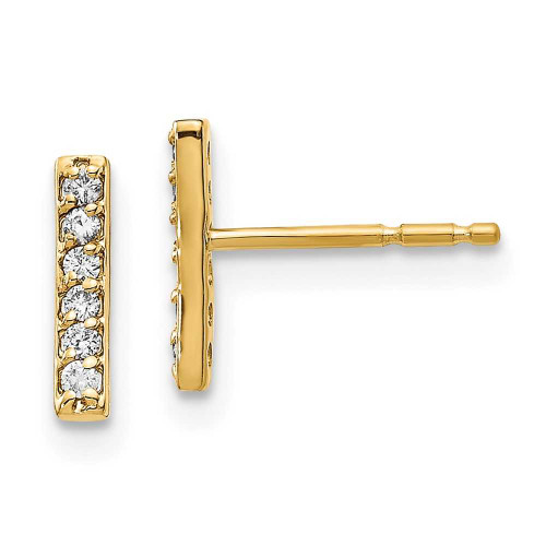 Image of 9.5mm 14K Yellow Gold Diamond Bar Earrings