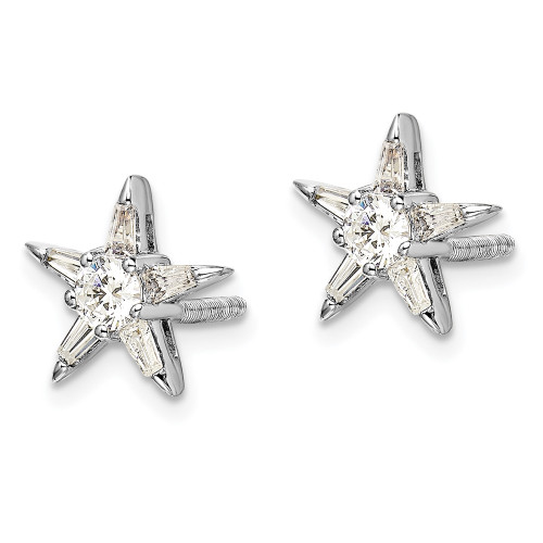10mm 14k White Gold Diamond Star Shaped Earrings