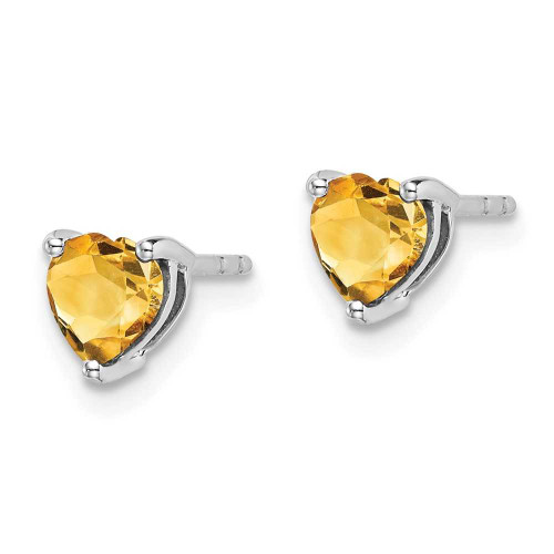 Image of 5.6mm 14k White Gold Heart Citrine Earrings EM7099-CI-W