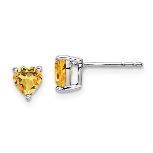 Image of 5.6mm 14k White Gold Heart Citrine Earrings EM7099-CI-W