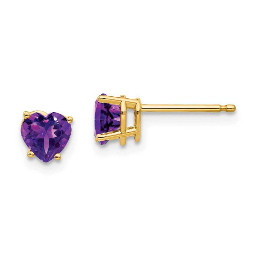 Image of 5mm 14K Yellow Gold 5mm Heart Amethyst Earrings XE97AM