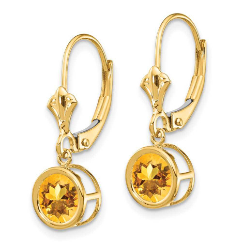 Image of 25mm 14K Yellow Gold 6mm Citrine Leverback Earrings XLB101CI