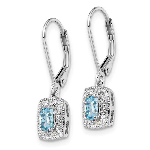 Image of 26mm Sterling Silver Rhodium-plated Blue Topaz Diamond Earrings QE10215BT