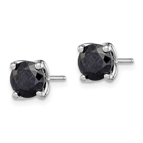 Image of 6mm Sterling Silver Rhodium-plated Black Sapphire Post Earrings QE12161