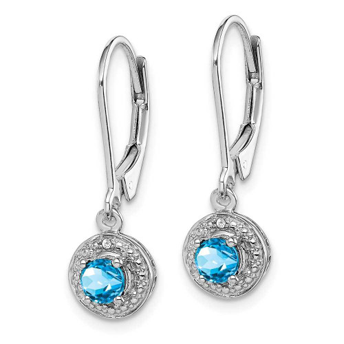 Image of 26mm Sterling Silver Rhodium-plated Diamond & Blue Topaz Earrings QBE11DEC