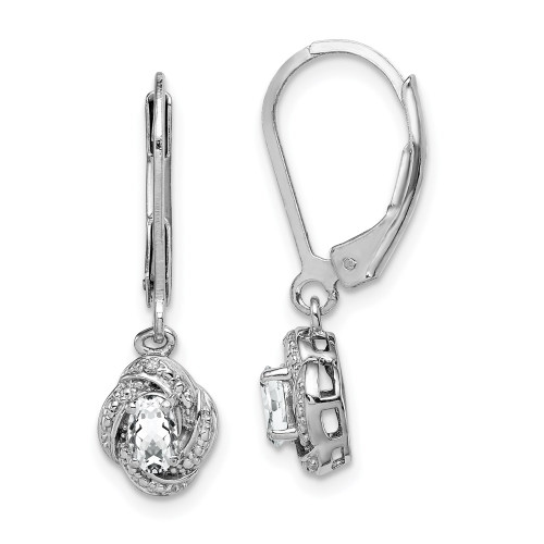 26mm Sterling Silver Rhodium-plated Diamond & White Topaz Earrings QBE12APR