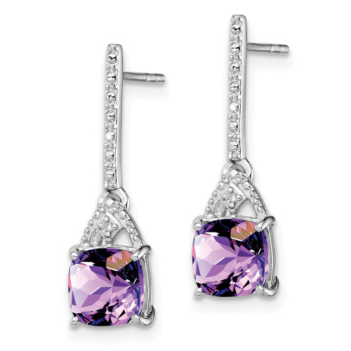 20mm Sterling Silver Rhodium-plated Diamond and Amethyst Post Earrings QE9957AM