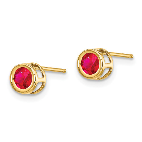 5mm 14K Yellow Gold Ruby Earrings - July