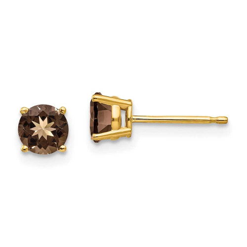 Image of 5mm 14K Yellow Gold 5mm Round Smoky Quartz Earrings