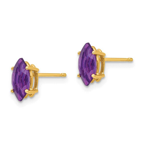 Image of 9mm 14K Yellow Gold 8x4mm Marquise Amethyst Earrings