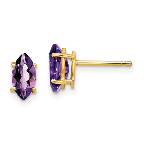 Image of 9mm 14K Yellow Gold 8x4mm Marquise Amethyst Earrings