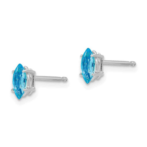 Image of 7mm 14k White Gold 6x3mm Marquise Blue Topaz Earrings