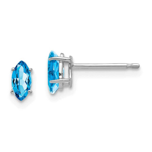 Image of 7mm 14k White Gold 6x3mm Marquise Blue Topaz Earrings