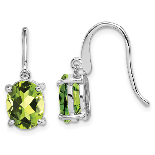 Sterling Silver Rhodium-plated Peridot Wire Earrings