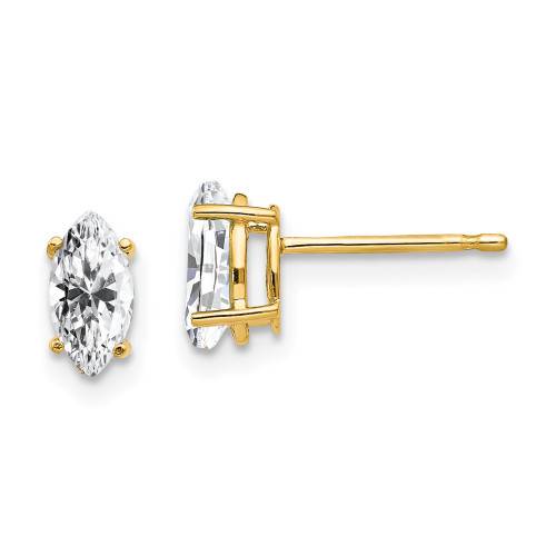 7mm 14K Yellow Gold 7x3.5mm Marquise Cubic Zirconia Earrings