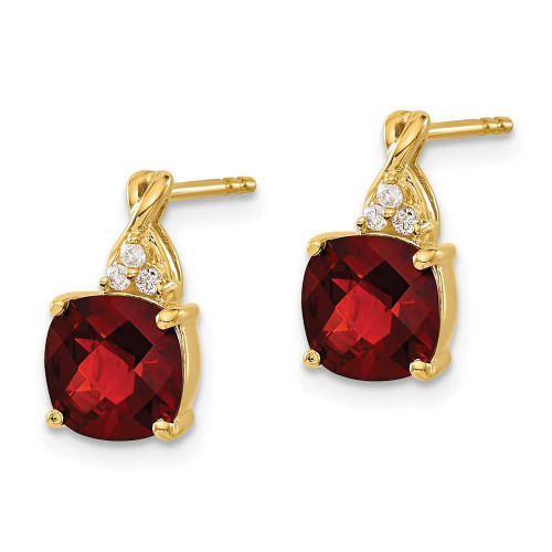 Image of 13mm 14K Yellow Gold Checkerboard Garnet and Diamond Earrings