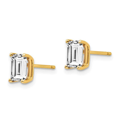 Image of 7mm 14K Yellow Gold 6x4mm Radiant Cut Cubic Zirconia Earrings