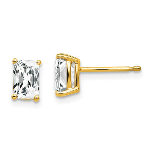 Image of 7mm 14K Yellow Gold 6x4mm Radiant Cut Cubic Zirconia Earrings